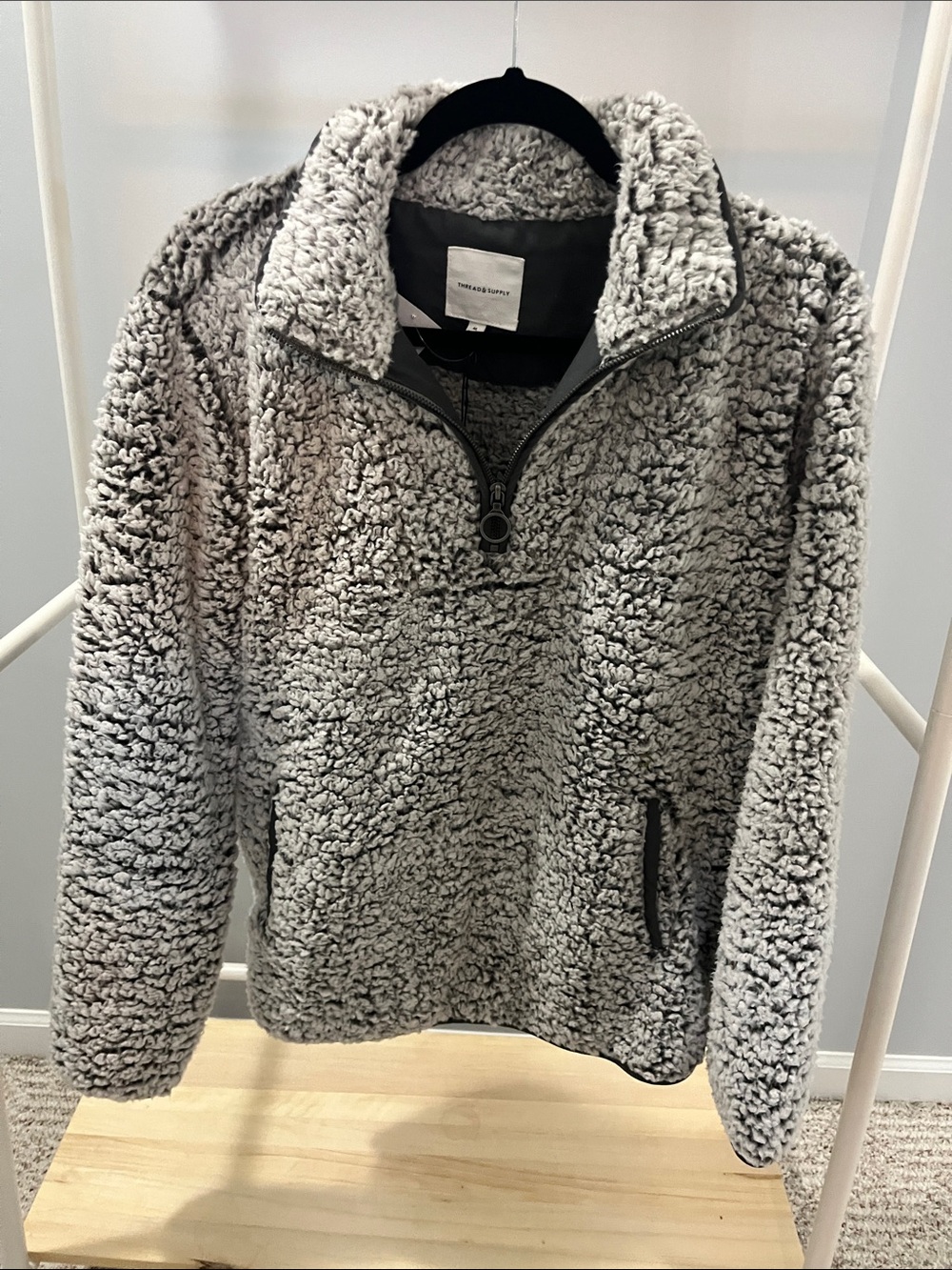 Thread & Supply Gray Sherpa Teddy Jacket